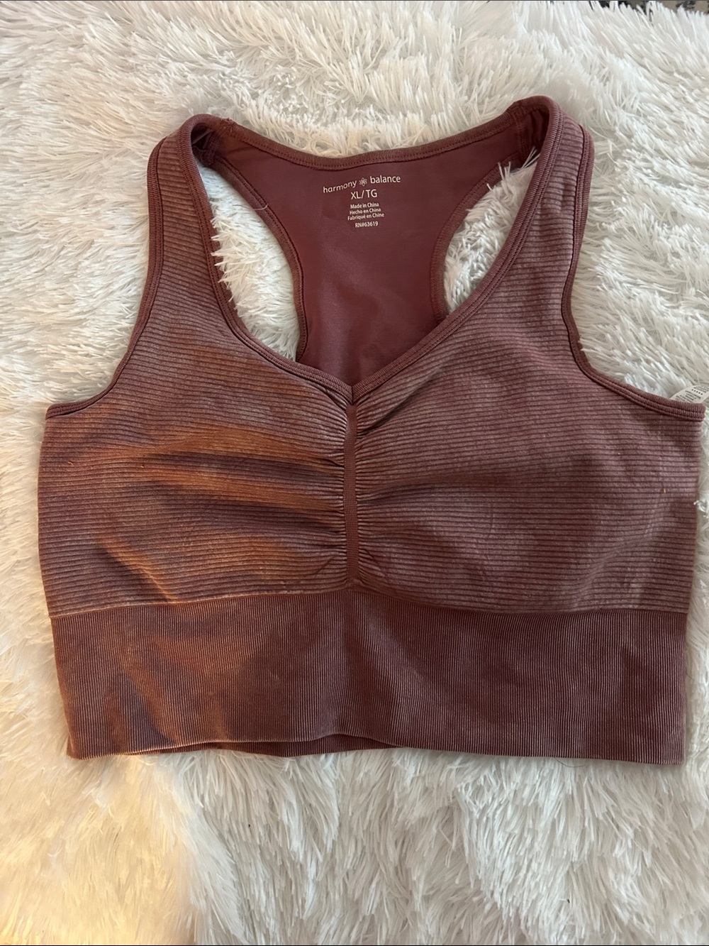 Harmony & Balance Seamless Racerback Sports Bra in Mauve Brown